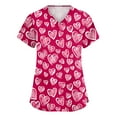 thumbnail image 1 of Garbnen S-5XL Valentines Scrubs for Women Short Sleeve V Neck Heart Pattern Nursing Uniforms for Women with Pocket Stretch Workwear for Nurses, 1 of 5