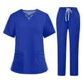 thumbnail image 1 of Garbnen Scrub Set Women Stretch V-Neck Womens Scrubs Top Workwear & Cargo Pants Nurse Uniforms with Pockets, 1 of 6
