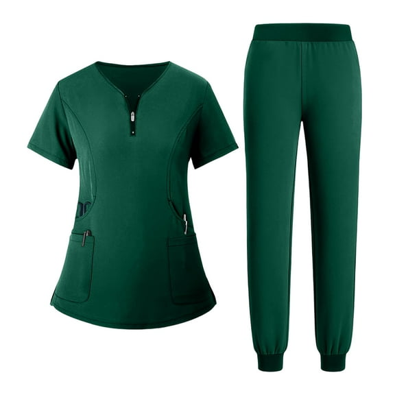 Garbnen Scrub Set Women Stretch V-Neck Workwear Scrubs Women & Cargo Pants Nurses Working Uniforms with Pockets