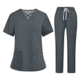 thumbnail image 1 of Garbnen Scrub Sets for Woman Stretch V-Neck Workwear Scrubs Women & Cargo Pants Nursing Uniform with Pockets, 1 of 6