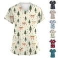 thumbnail image 1 of Garbnen Scrub Shirts for Women Christmas Women Scrub Tops Short Sleeve V Neck Santa Claus Print Nurse Uniforms with Pockets, 1 of 6