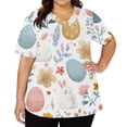 thumbnail image 1 of Garbnen Scrub Top Women Easter Rabbit Egg Nursing Uniforms Short Sleeve V Neck Plus Size Workwear Women with Pocket S-5XL, 1 of 5