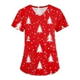 thumbnail image 1 of Garbnen Scrub Tops Christmas Nurse Women Funny Xmas Printed V Neck Short Sleeve Fall Scrubs Top for Women Nurse Uniforms with Pocket S-5XL, 1 of 3