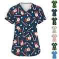 thumbnail image 1 of Garbnen Scrub Tops for Women Fitted Merry Christmas Womens Scrubs Short Sleeve V Neck Santa Claus Print Nurses Working Uniforms with Pockets, 1 of 6