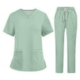 thumbnail image 1 of Garbnen Scrubs Sets for Women Stretch V-Neck Scrub Tops for Women Fitted & Cargo Pants Nurse Uniforms with Pockets, 1 of 6