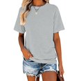 thumbnail image 1 of Garbnen Short Sleeve Shirts for Women Casual Women's Crew Neck T Shirts Basic Solid Color Lightweight Y2k Tunics Tops for Women Gray L, 1 of 5