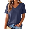 thumbnail image 1 of Garbnen Short Sleeve T Shirts for Women Loose Fit V Neck Tops for Women Casual Basic Summer Solid Color Fashion Tunics Tops for Women M, 1 of 6