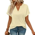 thumbnail image 1 of Garbnen Short Sleeve T Shirts for Women Spring Summer Yellow Womens V Neck Tops Dressy Casual Basic Womens Blouses, 1 of 5