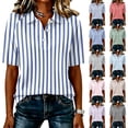 thumbnail image 1 of Garbnen Striped Polo Shirts for Women Raglan Collared Henley Women's Short Sleeve Shirts Color Block Casual Dressy Work Women's Golf Shirts Green XXXL, 1 of 7