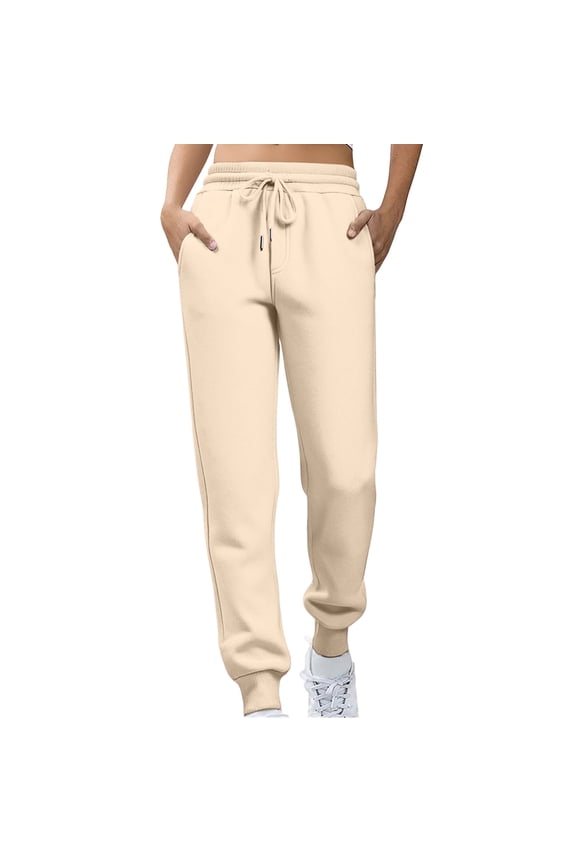 Sweat Pants for Womens High Waisted Spring Straight Leg Womens Joggers Drawstring Cinch Bottom Trouser Pants with Pocket