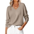 thumbnail image 1 of Garbnen Sweater for Women Knitted Basic V Neck Women Long Sleeve Shirt Lightweight Soft Fall Winter Warm Dressy Women's Tunic Tops XL, 1 of 6