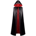 thumbnail image 1 of Garbnen Themed Holiday Gathering Dress Up, Unisex Adult Hooded Full Length Cloak, Black Red Double Sided Reversible Velvet Cape for Halloween Christmas Masquerade L, 1 of 5