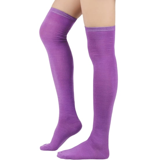 Garbnen Thigh Highs Stockings Solid Color Over Knee Socks Comfortable Lightweight Hosiery for Halloween and Daily Wear