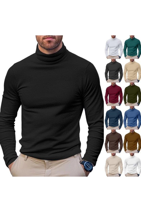 Turtle Neck Shirt Men Mock Neck Long Sleeve Base Layer Men Cold Weather Fitted Winter Warm Undershirts Men
