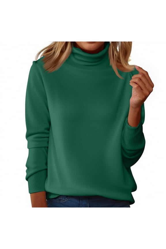 Turtle Neck Sweater for Women Mock Neck Fitted Womens Long Sleeve Ribbed Tops Trendy Knitted Spring Winter Tunic Tops for Women