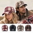 thumbnail image 1 of Garbnen Unisex Fall Winter Vintage Plaid Baseball Cap, Curved Brim Adjustable Back Strap Dad Hat, Soft Thick Fabric Daily Outdoor Hat For Women Men Beige, 1 of 9