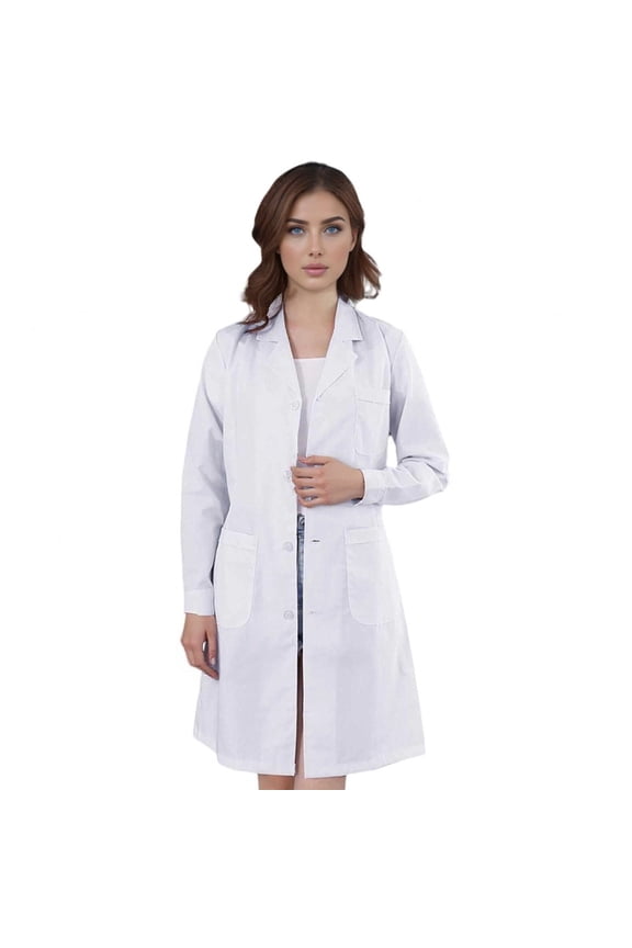 Unisex Lab Coat for Women and Men Long Sleeve Uniform Doctor Nurse Career Day Coat White Long Medical Costume Coat