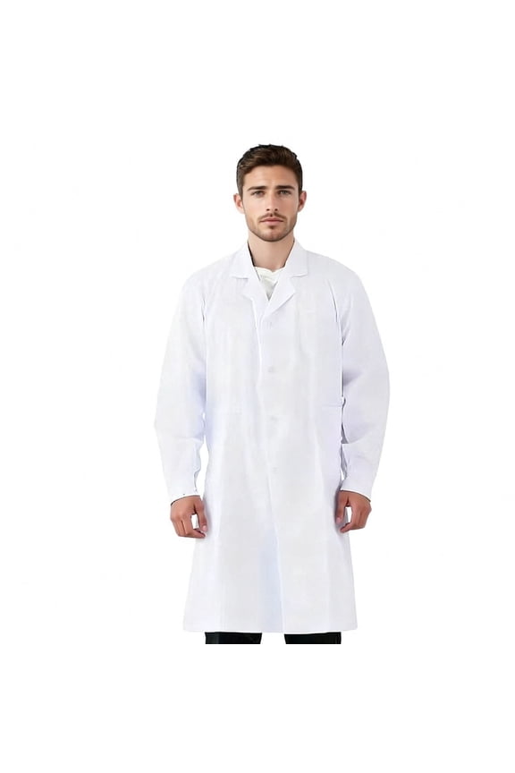 Unisex Lab Coat for Women and Men Long Sleeve White Long Medical Costume Coat Doctor Student Career Cosplay Costume