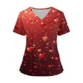 thumbnail image 1 of Garbnen Valentine Day Scrubs for Women Plus Size Heart Graphic V Neck Short Sleeve Stretch Nursing Uniform with Pocket Medical Womens Work Clothes S-5XL, 1 of 4