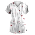 thumbnail image 1 of Garbnen Valentine Scrub Tops Plus Size Love Heart Pattern Short Sleeve V Neck Women Work Tops with Pocket Stretch Scrubs Women S-5XL, 1 of 3