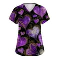 thumbnail image 1 of Garbnen Valentine Scrub Tops Women Stretchy V Neck Short Sleeve Workwear for Nurses Love Heart Pattern Nursing Scrubs for Women with Pockets S-5XL, 1 of 5