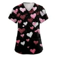 thumbnail image 1 of Garbnen Valentine Scrubs for Women Love Print V Neck Short Sleeve Uniforms Scrubs for Women Spring Winter Workwear Women S-5XL with Pocket, 1 of 5
