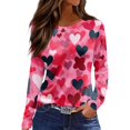 thumbnail image 1 of Garbnen Valentine Tops for Women Love Heart Print Crew Neck Long Sleeve Shirts Women Fashion Spring Summer Holiday Blouses for Women, 1 of 5