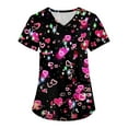 thumbnail image 1 of Garbnen Valentine's Day Scrubs Love Heart Print Short Sleeve V Neck Spring Women's Workwear Scrubs Women with Pocket S-5XL, 1 of 4