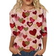 thumbnail image 1 of Garbnen Valentine's Day Shirts for Women 3/4 Sleeve Shirts for Women Heart Graphic Crew Neck Dressy Loose Graphic Tee, 1 of 5
