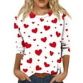 thumbnail image 1 of Garbnen Valentine's Day Tops for Women 3/4 Sleeve Tops for Women Heart Graphic Crew Neck Dressy Womens Pullover, 1 of 6