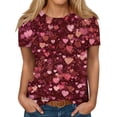 thumbnail image 1 of Garbnen Valentine's Day Tops for Women Short Shirts for Women Love Heart Print Crew Neck Dressy Pullover Blouse Tee, 1 of 4