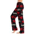 thumbnail image 1 of Garbnen Valentines Day Pajama Pants Women Red Love Heart Print Wide Leg Sleep Pants for Women Drawstring Spring Summer Womens Lounge Pants, 1 of 5