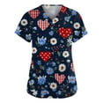 thumbnail image 1 of Garbnen Valentines Day Scrubs V Neck Short Sleeve Womens Work Shirts Spring Summer Love Heart Pattern Scrubs for Women with Pockets S-5XL, 1 of 5