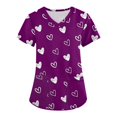 thumbnail image 1 of Garbnen Valentines Day Scrubs for Women Plus Size Cute Heart Print Short Sleeve V Neck Womens Tops Work Fall with Pocket Stretch Nurse Uniform S-5XL, 1 of 4