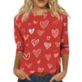 thumbnail image 1 of Garbnen Valentines Day Top Women 3/4 Length Sleeve Womens Tops Love Heart Graphic Crew Neck Dressy Womens Tunic Blouses, 1 of 6