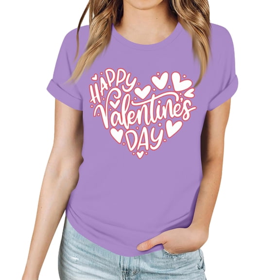 Garbnen Valentines Day Top for Women Crew Neck Happy Valentinef Day Short Tops for Women Fitted Summer Pullover for Women