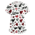 thumbnail image 1 of Garbnen Valentines Scrub Top Plus Size V Neck Love Heart Print Short Sleeve Stretch Nurse Uniform with Pocket Scrub Tops Women Fun S-5XL, 1 of 5