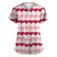 thumbnail image 1 of Garbnen Valentines Scrub Tops Women Plus Size Heart Graphic Short Sleeve V Neck Women Work Tops with Pocket Stretch Nursing Uniform S-5XL, 1 of 3