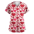 thumbnail image 1 of Garbnen Valentines Scrub Tops Women Plus Size Love Heart Graphic Short Sleeve V Neck Womens Tops Workwear with Pocket Stretch Scrubs Women S-5XL, 1 of 3