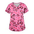 thumbnail image 1 of Garbnen Valentines Scrubs Plus Size V Neck Heart Printed Short Sleeve Stretch Nursing Uniform with Pocket Women Work Tops S-5XL, 1 of 5