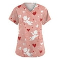 thumbnail image 1 of Garbnen Valentines Scrubs V Neck Short Sleeve Workwear for Nurses Spring Summer Love Heart Print Nursing Uniform with Pockets S-5XL, 1 of 5