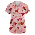 thumbnail image 1 of Garbnen Valentines Scrubs for Women V Neck Short Sleeve Womens Tops Workwear Spring Summer Heart Print Nursing Scrubs for Women with Pockets S-5XL, 1 of 5