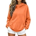 thumbnail image 1 of Garbnen Womans Hoodie Fleece Lined Long Sleeve Pullover Shirts for Women Oversized Fall Winter Warm Trendy Sweatshirt for Women with Pocket Orange M, 1 of 7