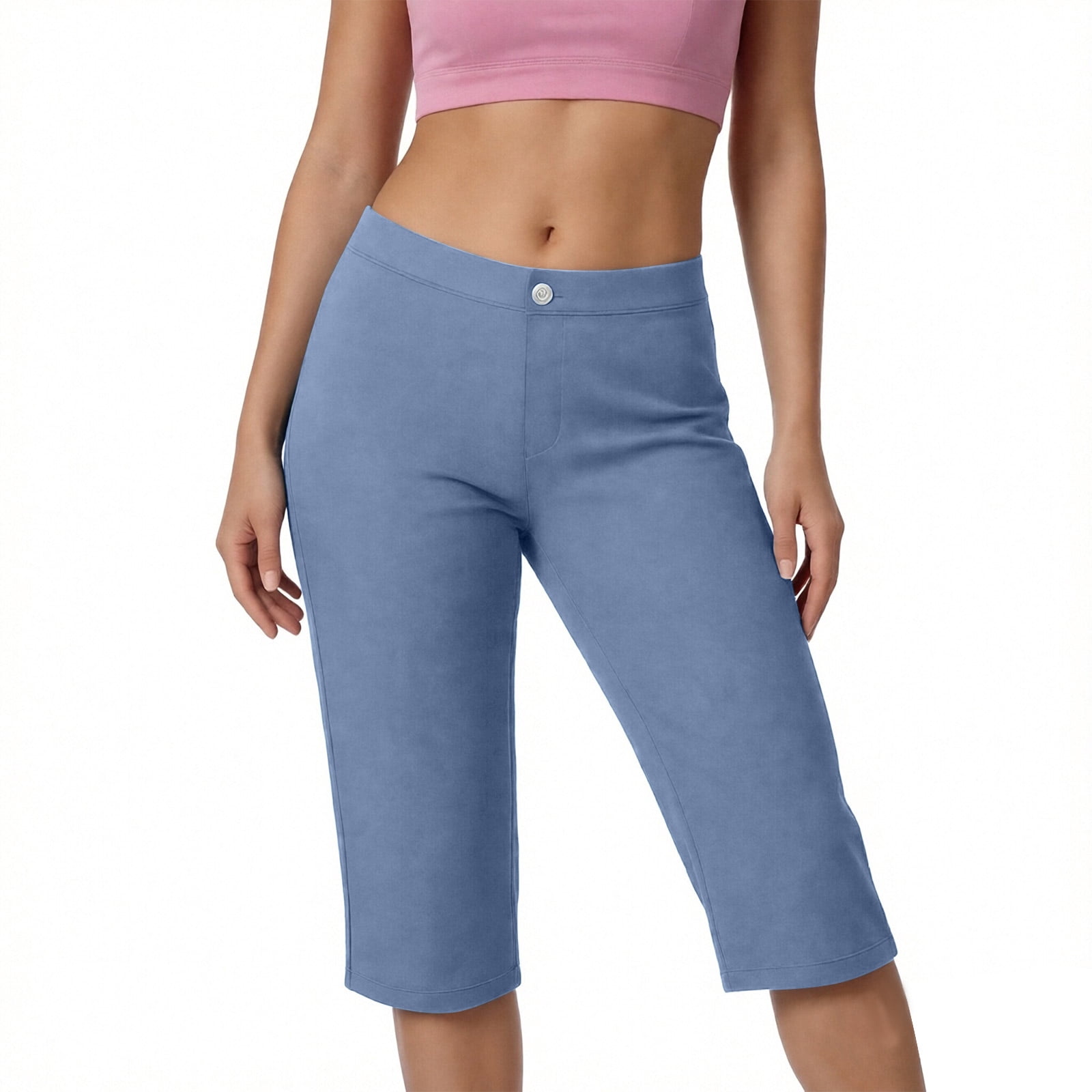 Garbnen Women Leggings Button Tights High Waisted Women's Capri Yoga ...