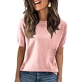 thumbnail image 1 of Garbnen Women Ribbed Shirt Knitted Scalloped Neck Shirts for Women Short Sleeve Lightweight Spring Summer Trendy Basic Crew Neck Sweaters for Women M, 1 of 3