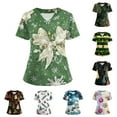 thumbnail image 1 of Garbnen Women Scrub Tops Christmas Scrubs Tops for Women Short Sleeve V Neck Snowman Print Nurse Uniforms with Pockets, 1 of 6