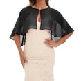 thumbnail image 1 of Garbnen Women's Chiffon Capelet Shrug Open Front Cropped Sheer Cover Up for Evening Dresses Weddings Black, 1 of 2