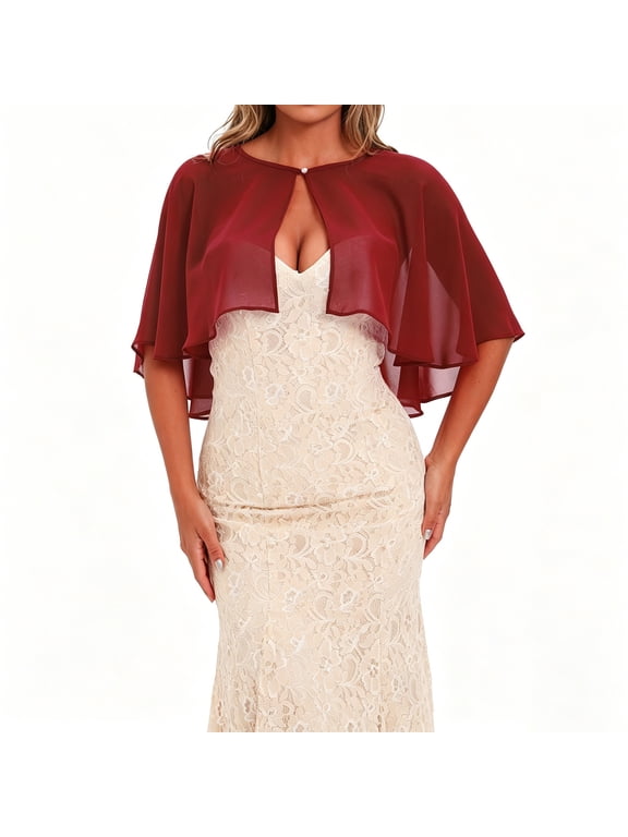 Women's Chiffon Shrug Open Front Cropped Sheer Cover Up for Evening Dresses Weddings