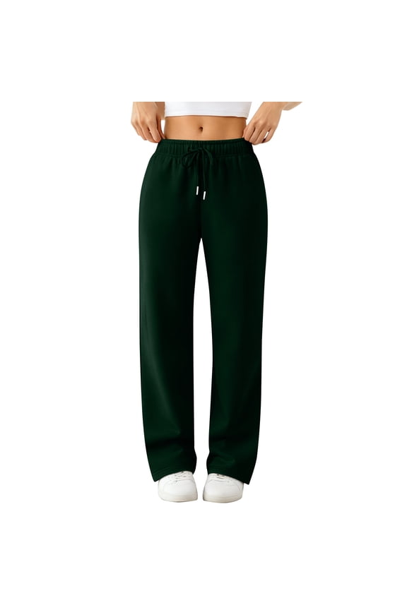Women's Fleece Lined Sweatpants Drawstring Thermal Womens Pants Straight Leg Plush Spring Winter Warm with Pocket Womens Lounge Pant