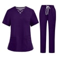 thumbnail image 1 of Garbnen Women's Scrubs Set Stretch V-Neck Scrub Tops & Yoga Jogger Scrub Pants Nurse Uniforms with Pockets, 1 of 6